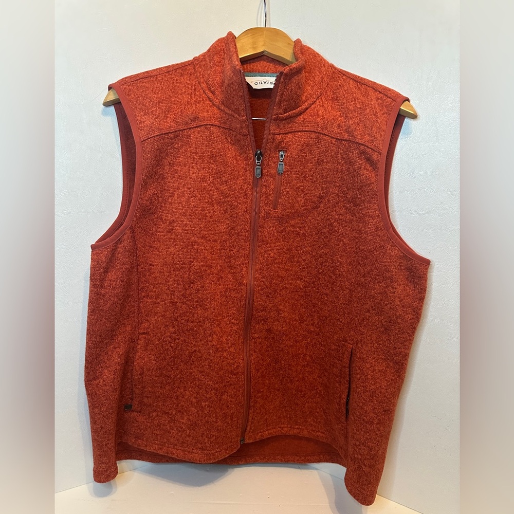 Women’s ORVIS Orange Trout Bum Vest Size XL Full Zip Pockets Sleeveless